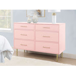 Valerie Glam 6-Drawer Dresser - Light Pink