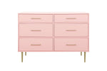 Valerie Glam 6-Drawer Dresser - Light Pink