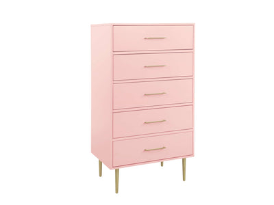 Valerie Glam 5 Drawer Chest - Light Pink