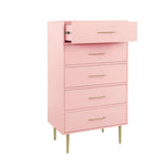 Valerie Glam 5-Drawer Chest - Light Pink