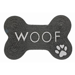 Capacho Braided Cotton Woof Paws Pet Door Mat - Black