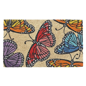 Capacho Coir Rainbow Butterflies Door Mat - Multi-Colour