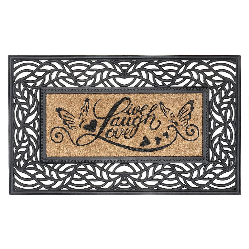 Capacho Coir Live Laugh Love Door Mat - Black