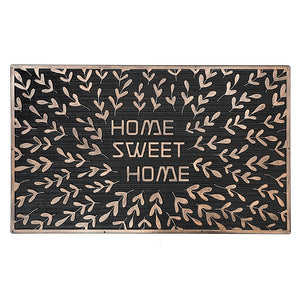 Capacho Rubber Home Sweet Home Leaves Door Mat - Bronze