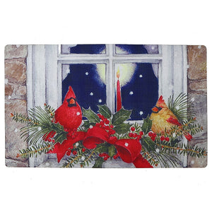 Capacho Rubber Cardinal Couple Door Mat - Multi-Colour