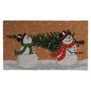 Capacho Coir Snowman Tree Door Mat - Multi-Colour