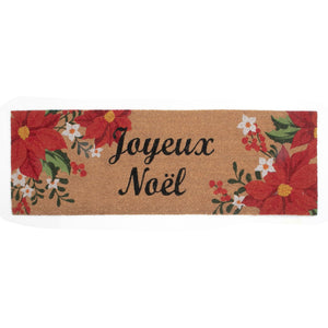 Capacho Coir Poinsettia Joyeux Noel  Door Mat - Multi-Colour