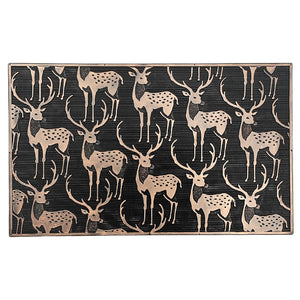 Capacho Rubber Reindeer Door Mat - Black