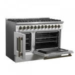 Forno Galiano 48" White French Door Freestanding Dual Fuel Double Oven Range (6.58 Cu. Ft.) - FFSGS6356-48WHT