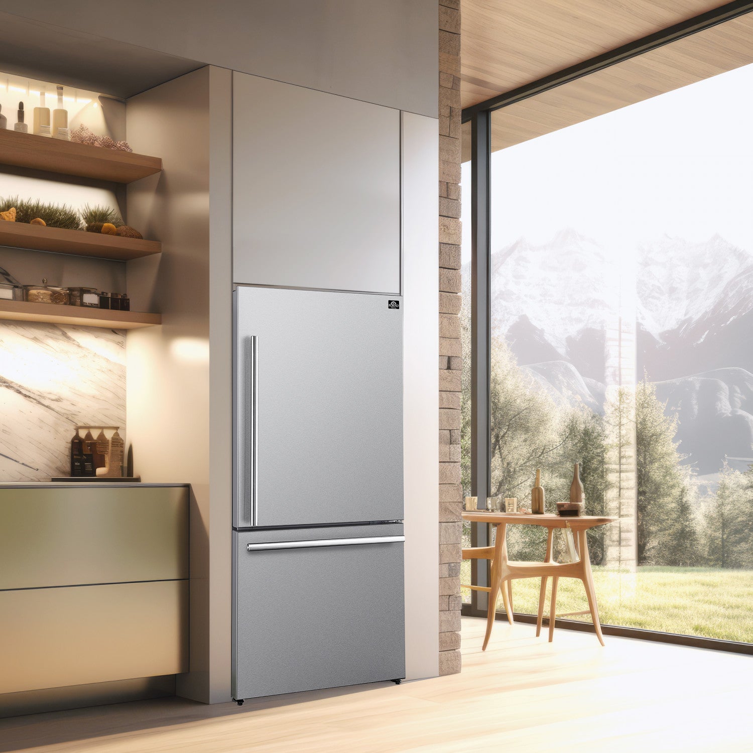 Forno Milano 31" 17.2 Cu.Ft. Stainless Steel Bottom Freezer Refrigerator with Right Swing Door - FFFFD1785-31S