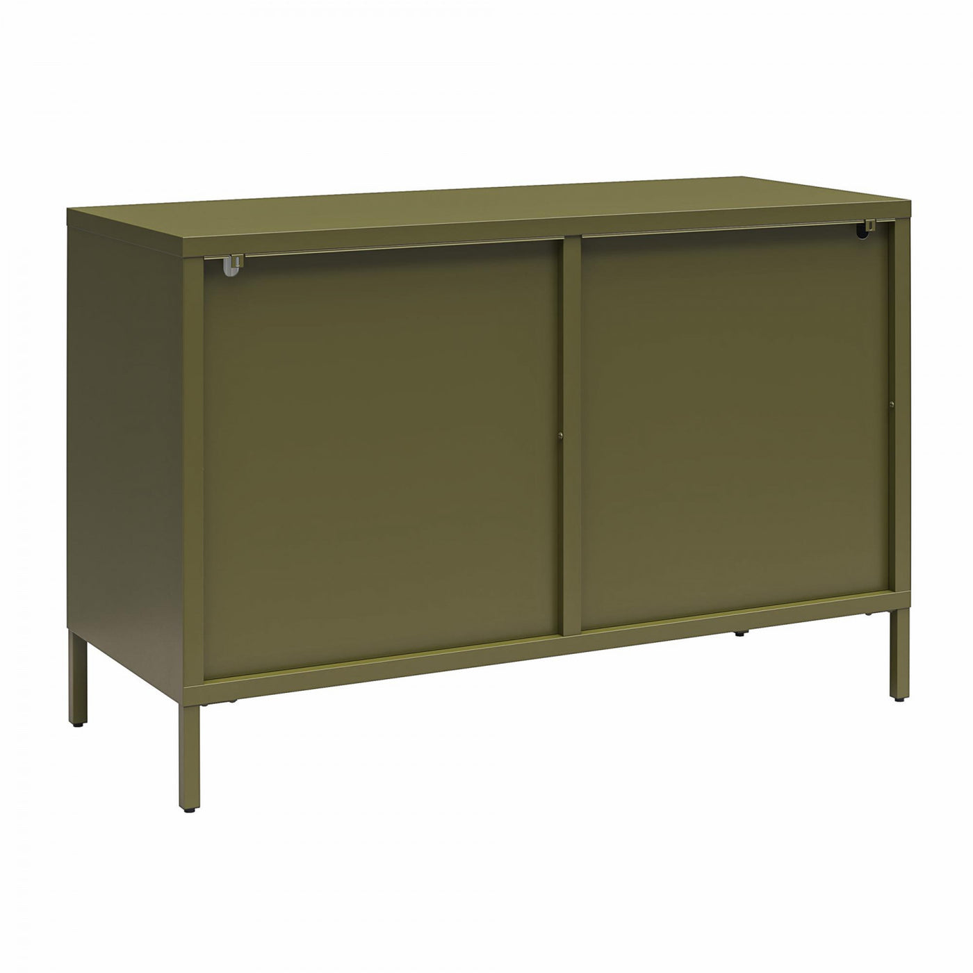 Luna Wide 2-Door Accent Cabinet with Fluted Glass - Olive Green