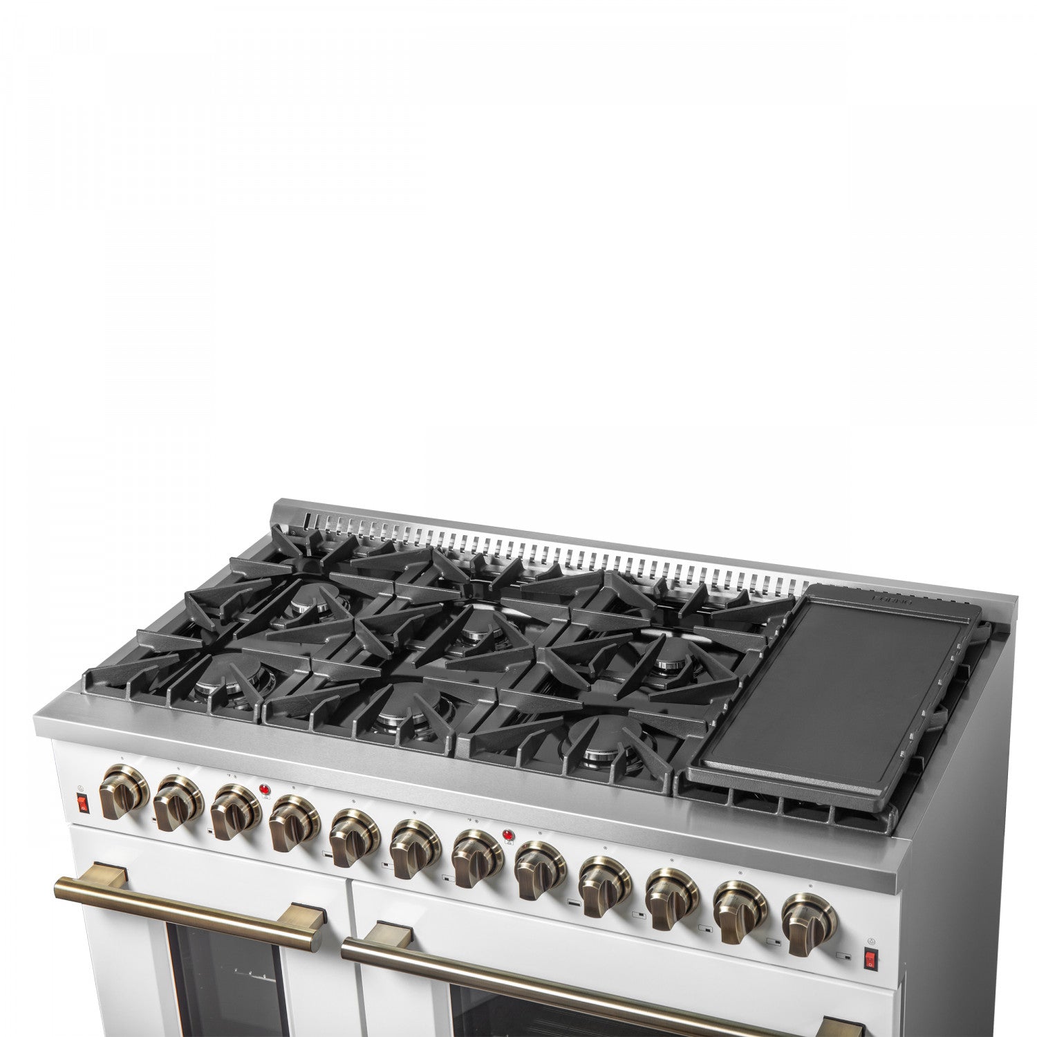 Forno Galiano 48" White Freestanding Dual Fuel Double Oven Range with True Convection (6.58 Cu. Ft.) - FFSGS6156-48WHT