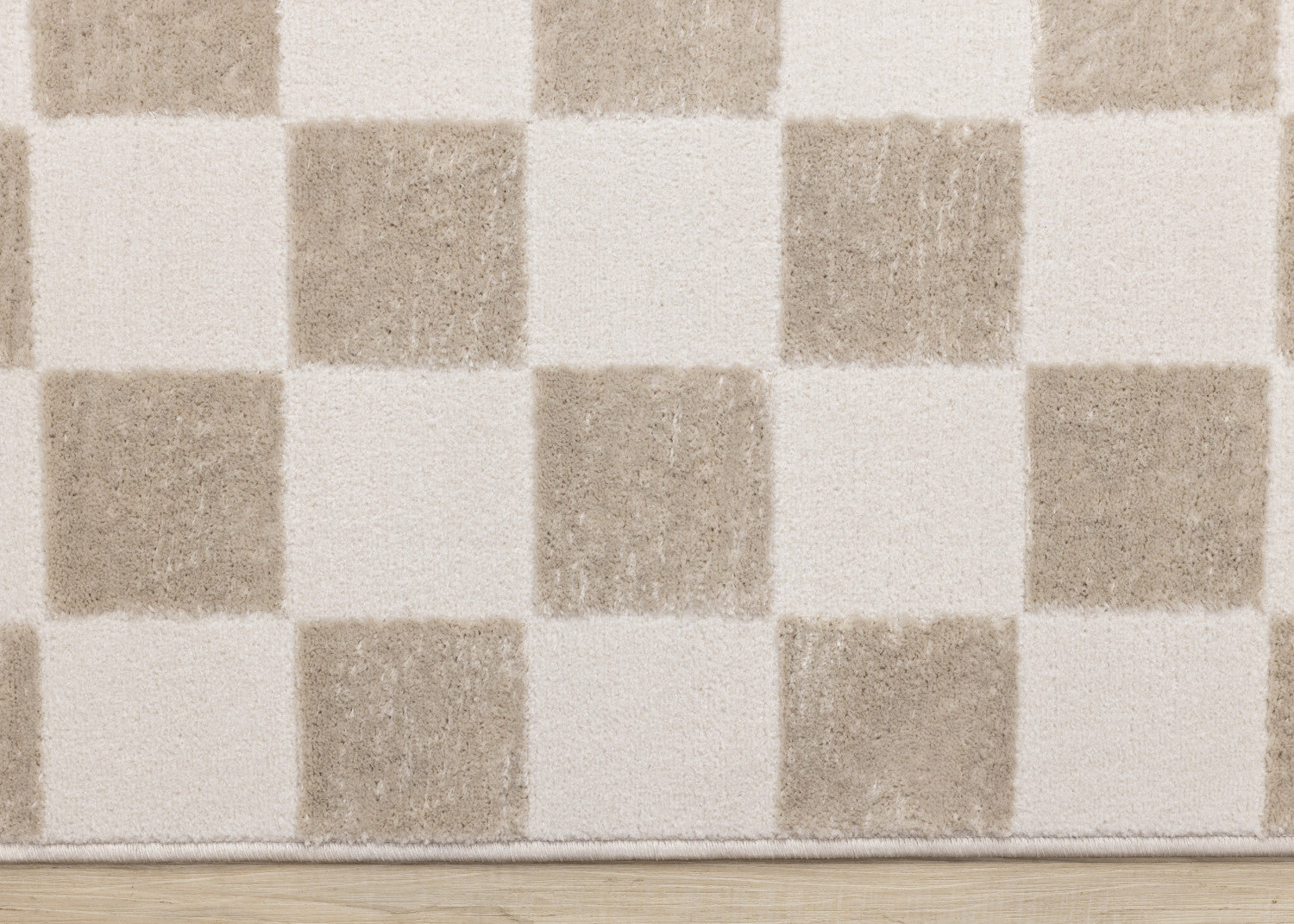 Logan Modern Checkered Area Rug - Beige Cream - 5' X 8'