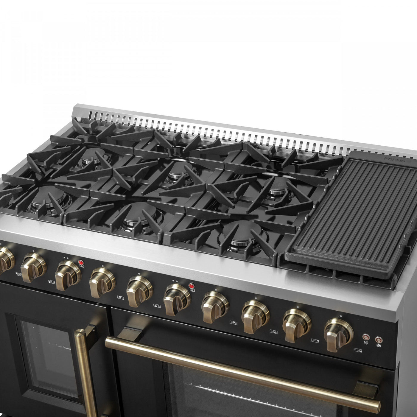 Forno Galiano 48" Black Freestanding French Door Double Oven Gas Range (6.58 Cu. Ft.) - FFSGS6444-48BLK