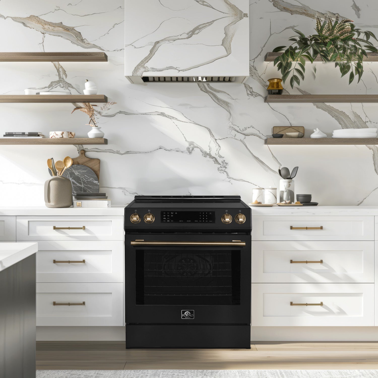 Forno Donatello Black Slide-in Induction Range with True Convection (5.0 Cu. Ft.) - FFSIN0905-30BLK