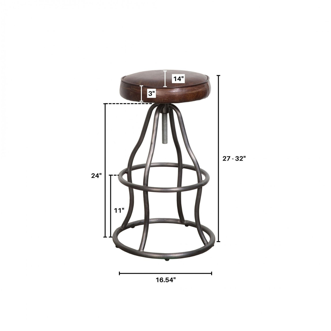 Maloe Leather Bar Stool - Vintage Brown