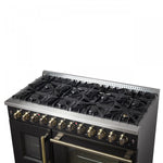 Forno Galiano 48" Black French Door Freestanding Dual Fuel Double Oven Range (6.58 Cu. Ft.) - FFSGS6356-48BLK