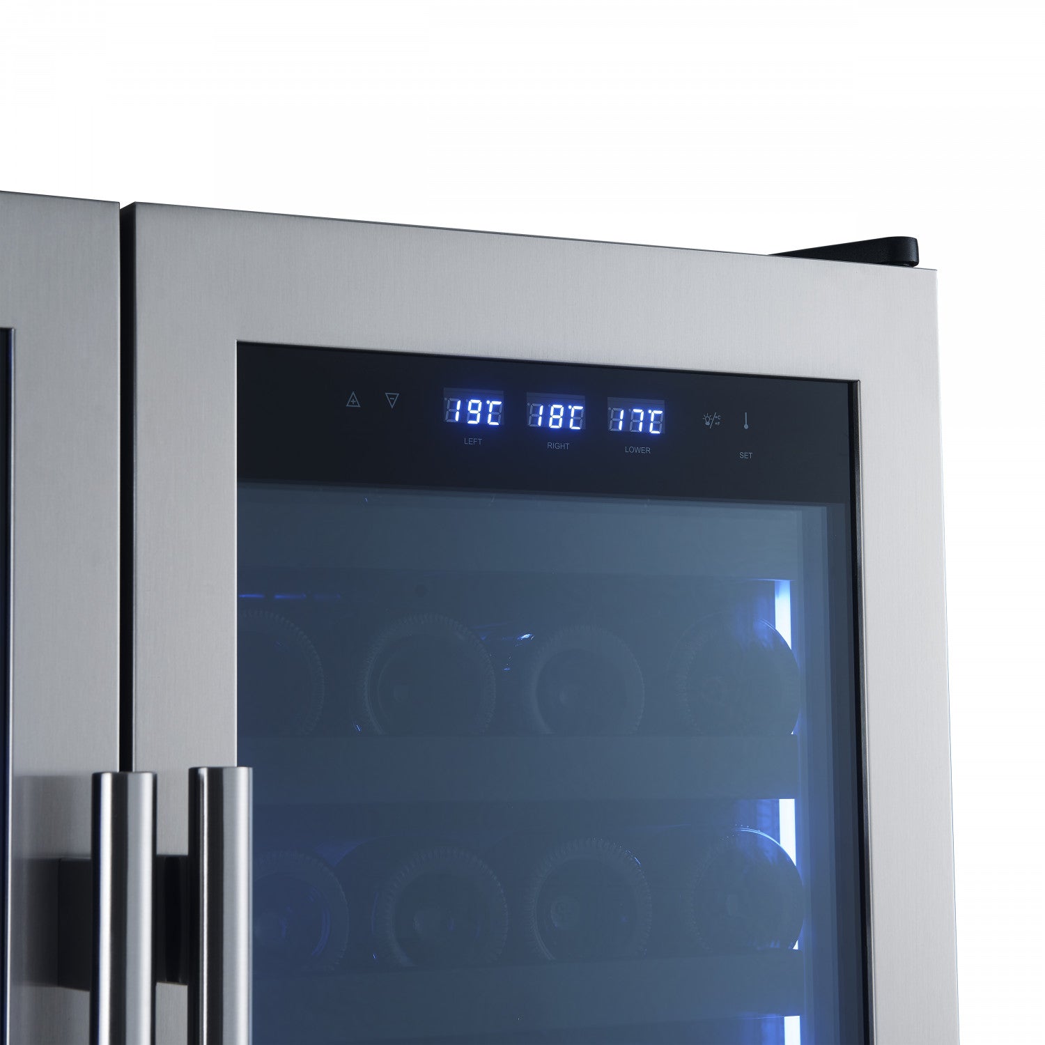 Forno Campania 32" 17.7 Cu.Ft.Stainless Steel 120 Bottle Dual Wine Cooler with Two Beverage Drawers - FWCDR6635-32S