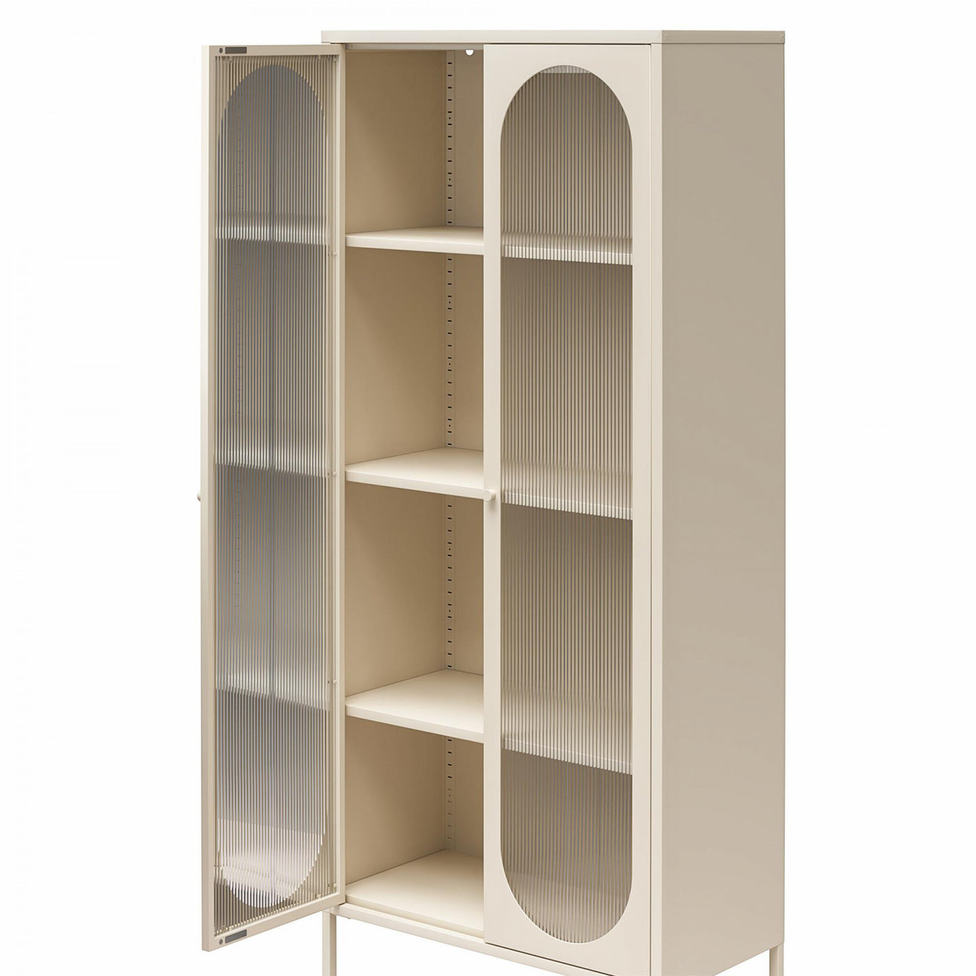 Luna Tall 2-Door Accent Cabinet with Fluted Glass - Parchment
