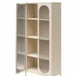 Luna Tall 2-Door Accent Cabinet with Fluted Glass - Parchment