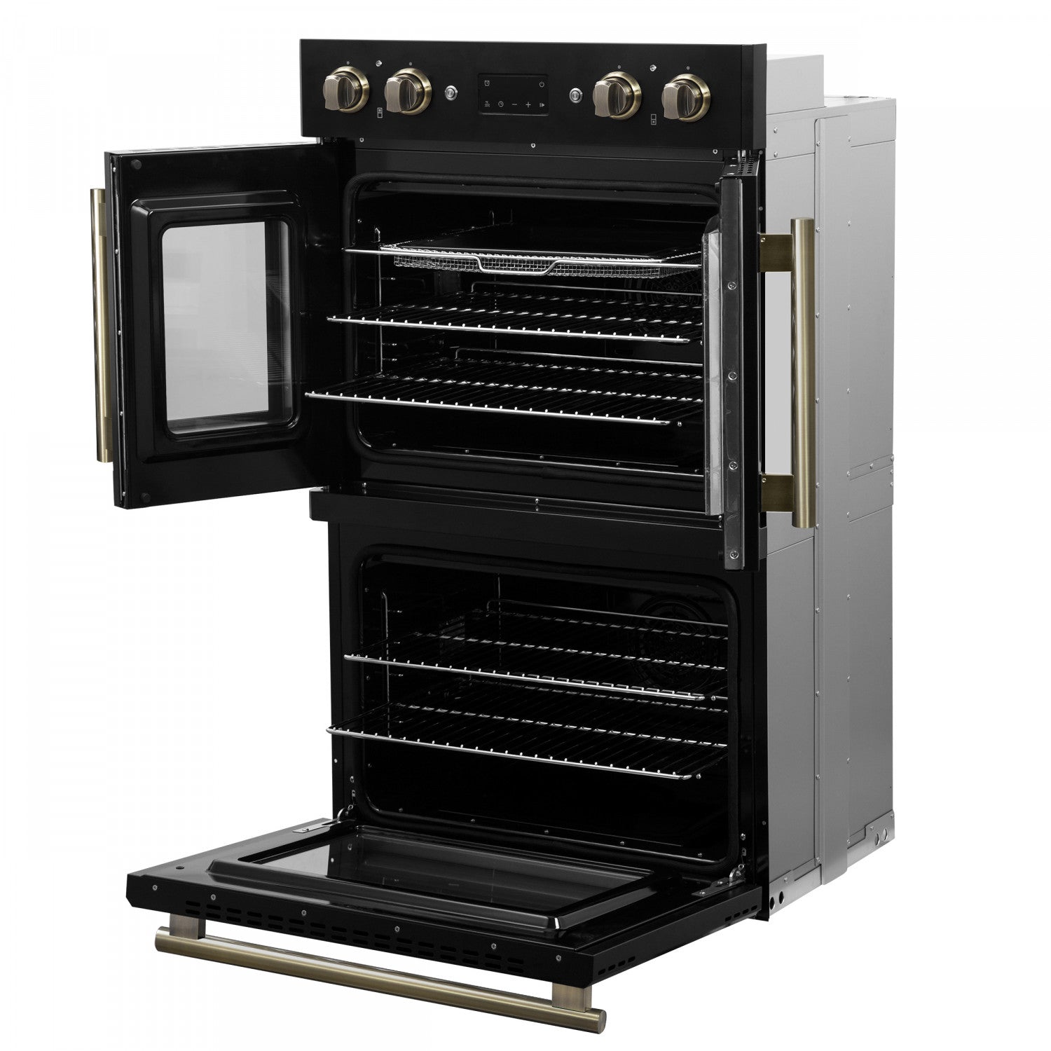 Forno Asti Black 30" French Door Double Wall Oven With Dual True Convection And Air Fry (7.36 Cu. Ft.) - FBOEL1340-30BLK