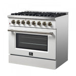 Forno Galiano 36" White Dual Fuel Range (5.36 Cu. Ft.) - FFSGS6156-36WHT
