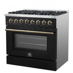 Forno Galiano 36" Black Dual Fuel Range (5.36 Cu. Ft.) - FFSGS6156-36BLK