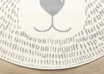Kids Teddy Bear Area Rug - Cream Grey - 5' X 5' Round