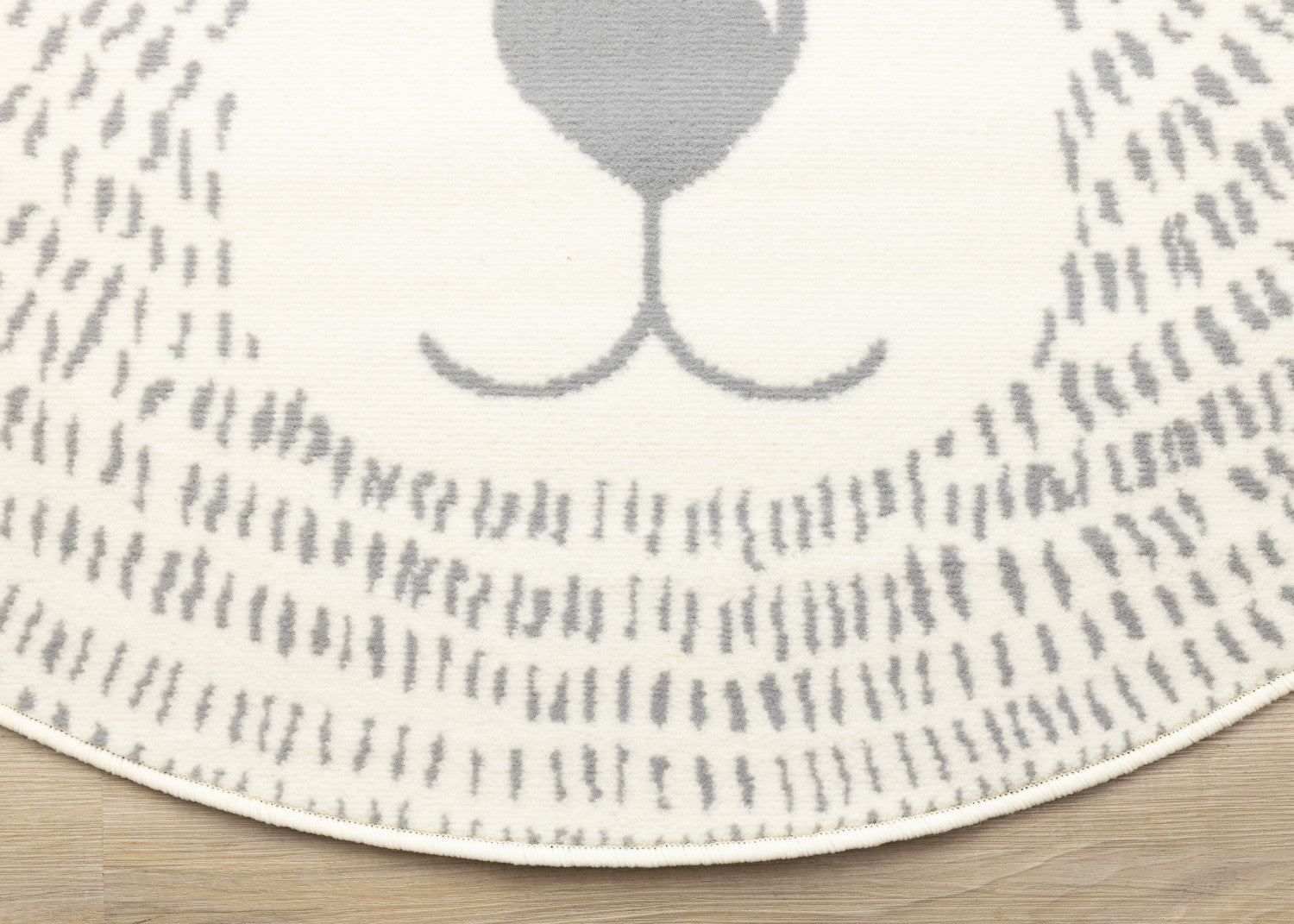 Kids Teddy Bear Area Rug - Cream Grey - 5' X 5' Round