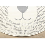 Kids Teddy Bear Area Rug - Cream Grey - 5' X 5' Round
