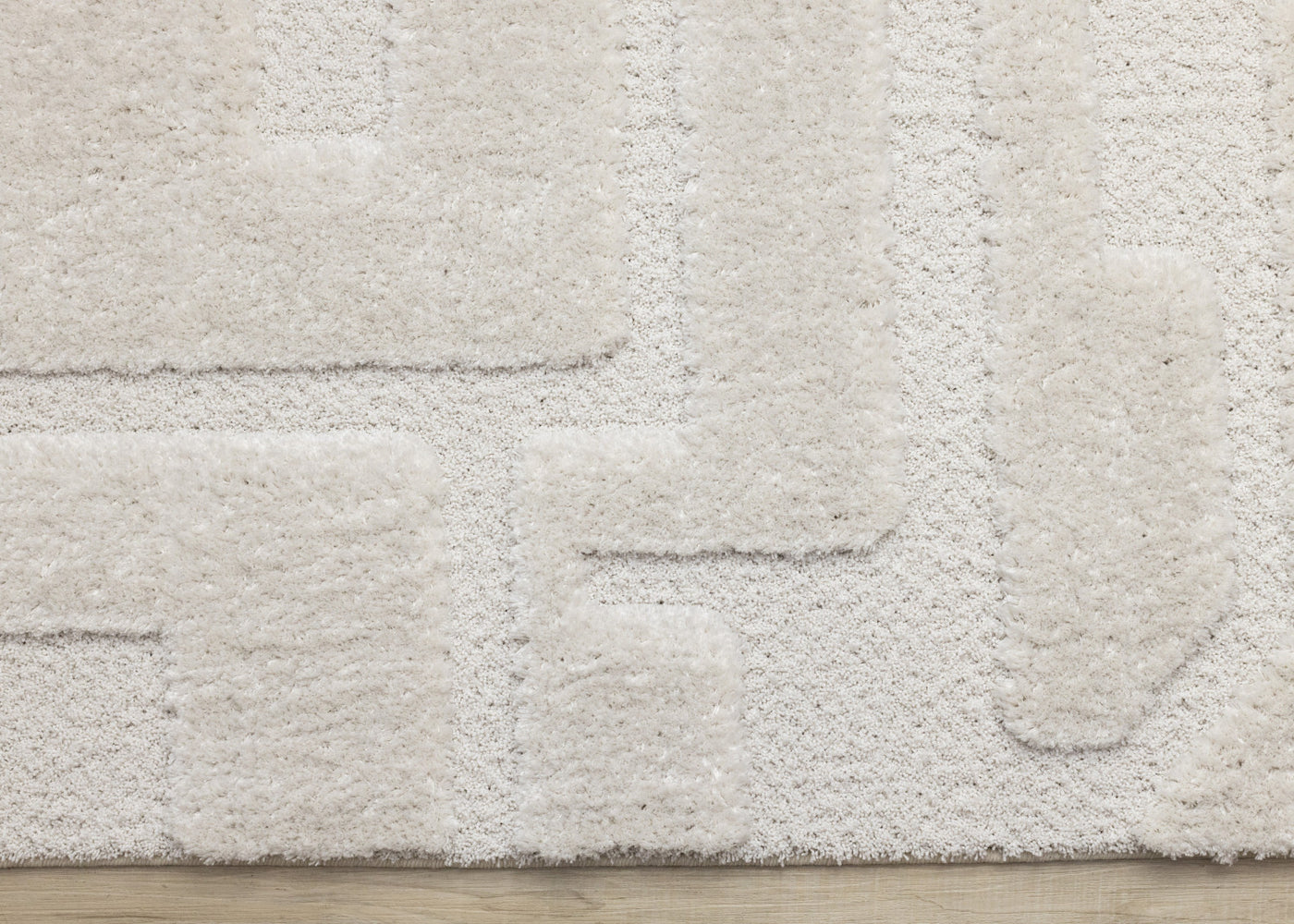 Luxury Plush Textured Shapes Area Rug - Cream - 5' X 8'