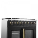 Forno Galiano 36" Black French Door Dual Fuel Range with True Convection (5.36 Cu. Ft.) - FFSGS6356-36BLK