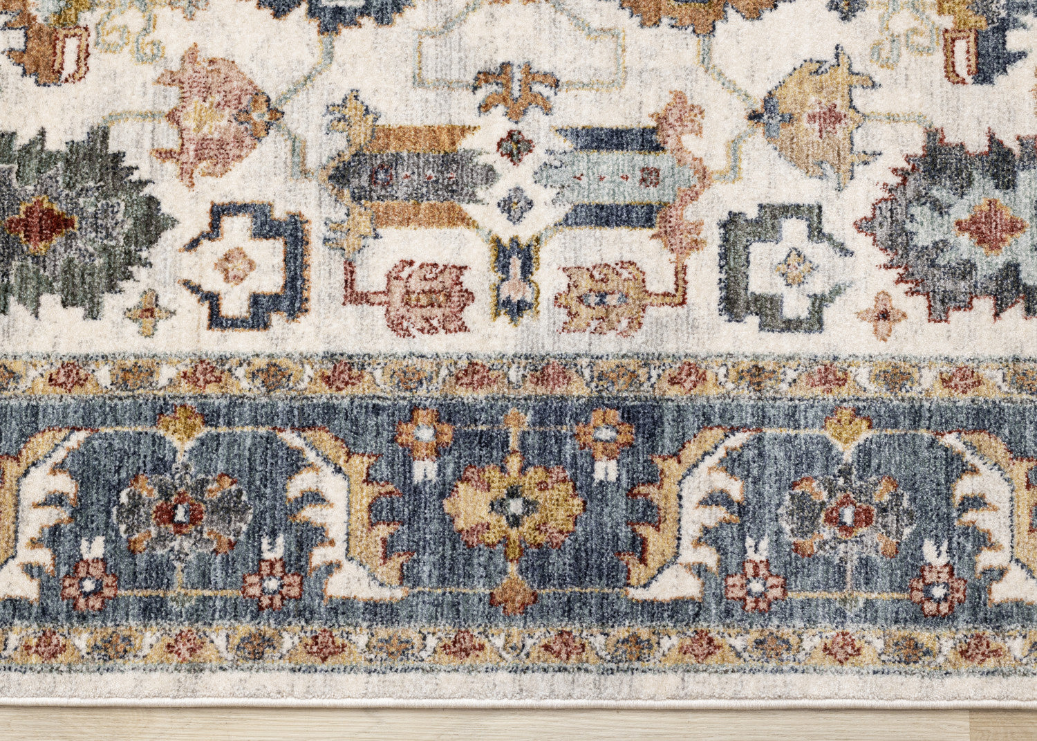 Macie Traditional Border Area Rug - 5' X 8' - Cream/Blue