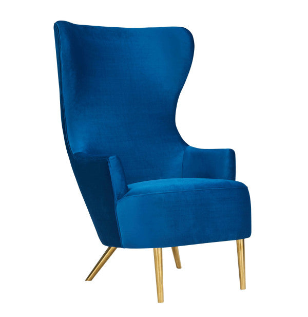 Elray Velvet Wingback Accent Chair - Navy