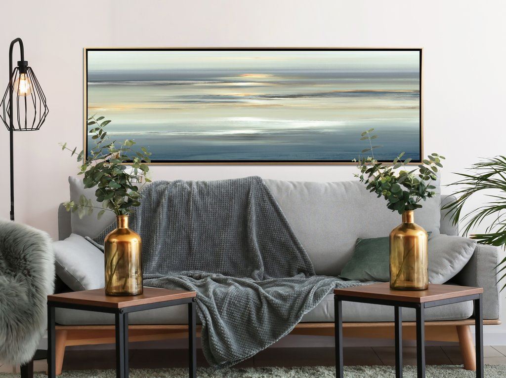 Ocean Sunset Wall Art - Blue - 61 X 21