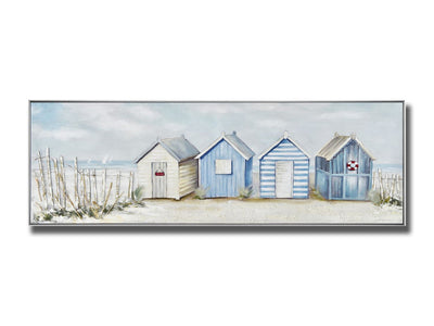 Cottage Row By The Sea Framed Wall Art - 20 x 60