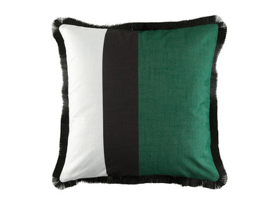 Garden Party Outdoor Decorative Accent Cushion - Emerald, Black Stripe