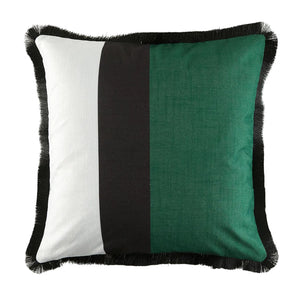 Garden Party Outdoor Decorative Accent Cushion - Emerald, Black Stripe
