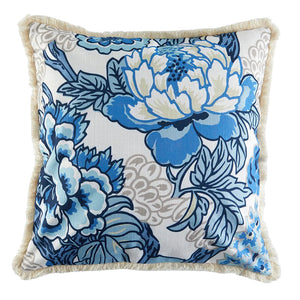 Garden Party Outdoor Decorative Accent Cushion - Blue English Garden