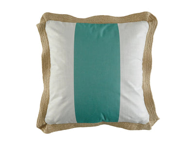 Garden Party Outdoor Decorative Accent Cushion - Teal, White Stripe