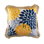 Garden Party Outdoor Decorative Accent Cushion - Yellow, Navy Botanical