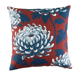 Garden Party Outdoor Decorative Accent Cushion - Red, Blue Floral Garden