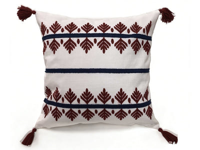 Garden Party Outdoor Decorative Accent Cushion with Tassels - Red, Blue Scandinavian