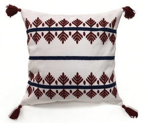 Garden Party Outdoor Decorative Accent Cushion with Tassels - Red, Blue Scandinavian