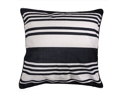 Garden Party Outdoor Decorative Accent Cushion - Black, White Stripe