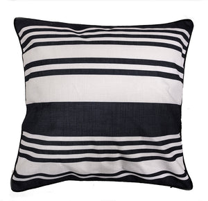 Garden Party Outdoor Decorative Accent Cushion - Black, White Stripe