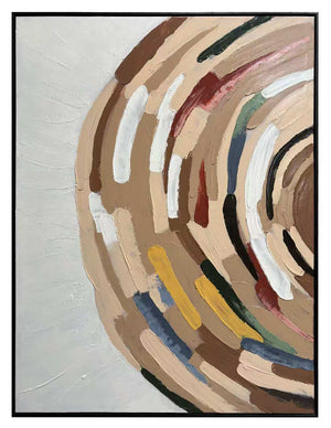 Rustic Charm Sweeping Circular Design Art - Brown, Beige