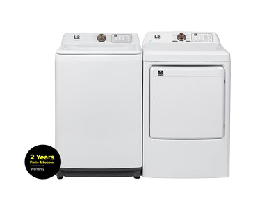 L2 White Top Load Washer (5.2 Cu. Ft) & White Electric Dryer (7.5 Cu. Ft) - LT52N1BWWC/LE52N1BWWC