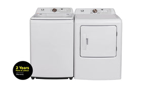 L2 White Top Load Washer with French Display (4.3 Cu. Ft) & White Electric Dryer with French Display (6.7 Cu. Ft) - LT43A3AWWFR/LE43A3AWWFR
