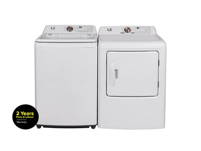 L2 White Top Load Washer (4.3 Cu. Ft) & White Electric Dryer (6.7 Cu. Ft) - LT43A3AWW/LE43A3AWW
